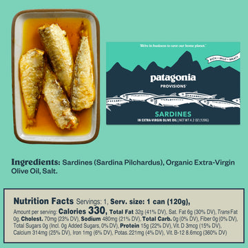 Patagonia Provisions - Wild Sardines In Extra Virgin Olive Oil | Responsibly Sourced In Spain | 15G Protein & Gluten Free