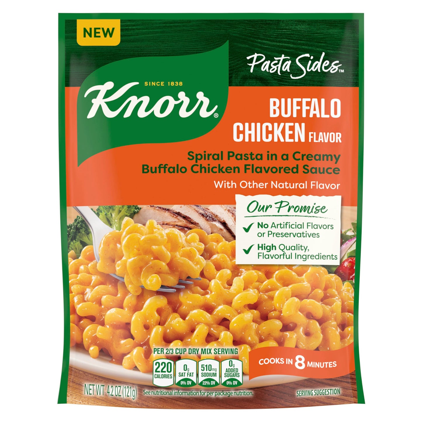 Knorr Pasta Sides Buffalo Chicken Flavor Pasta 8 Count For A Delicious + Quick Side Dish With No Artificial Flavors Or Preservatives 4.2 Oz