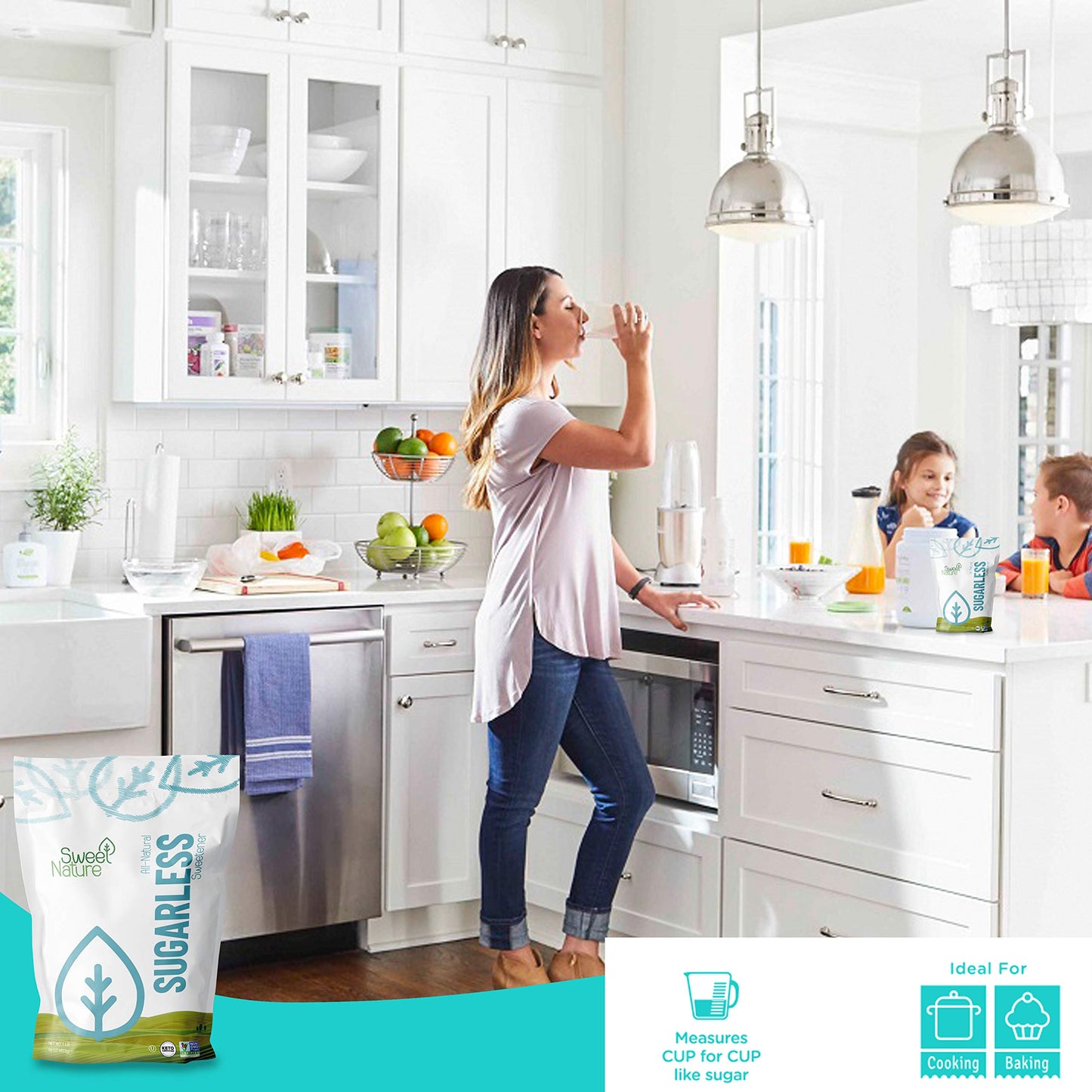 Sweet Nature, Sugarless Erythritol And Stevia Blend Sweetener 3 Lb 48 Ounces