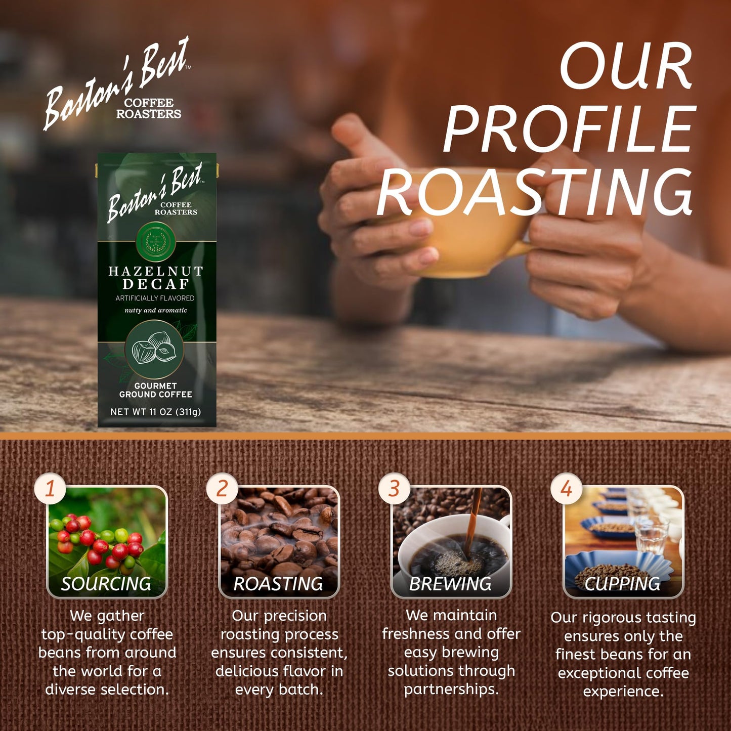 Bostons Best Coffee Hazelnut Decaf Medium Roast 11 oz Multi Colored Ground Coffee