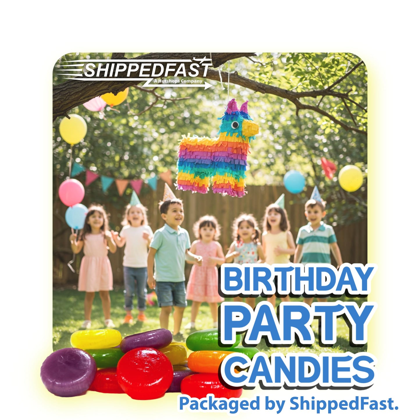 Shippedfast Fruit Disc Hard Candy, Assorted Classic Flavors, 3 lbs, Individually Wrapped, Approx. 260 Count, 10.5 x 9.5 x 2 inches