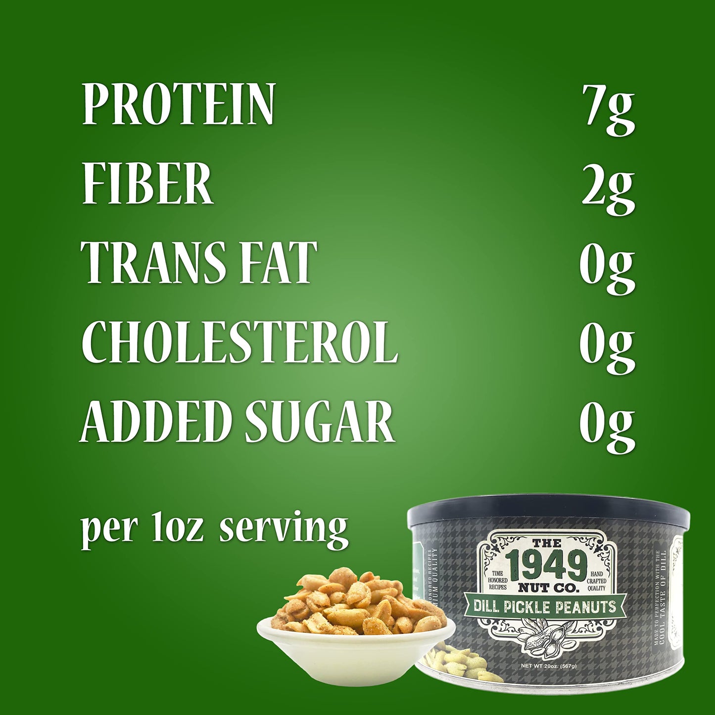 The 1949 Nut Co. Dill Pickle Virginia Style Peanuts | Oil Roasted Peanuts | Fried Peanuts with a Unique Crispy Crunch | Extra-La