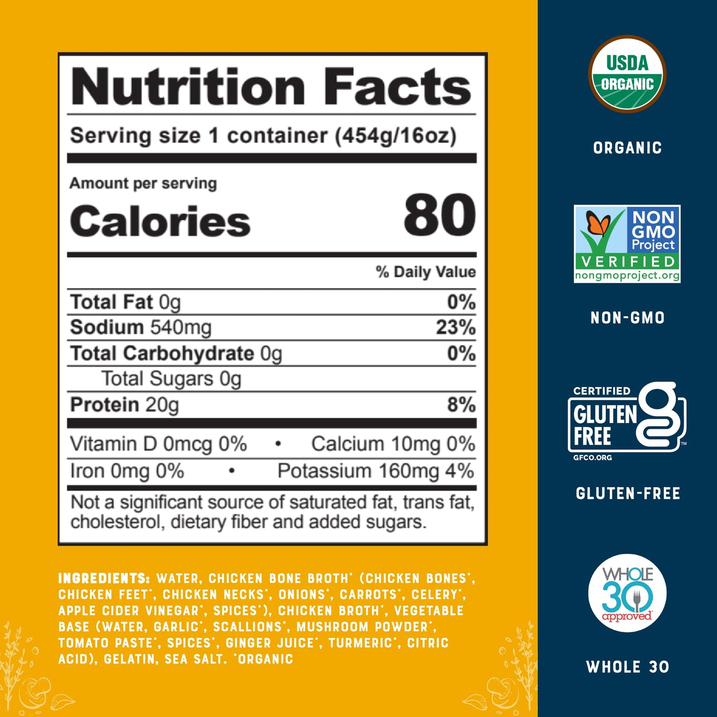 Bare Bones Organic Chicken Bone Broth | Pour w/Pasture-Raised Protein & Collagen for Cooking & Sipping | No Artificial Flavors N