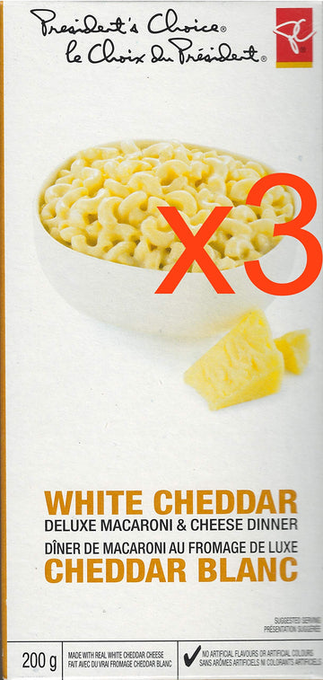 Presidents Choice White Cheddar Deluxe Macaroni & Cheese Dinner (3 Boxes) 200g {Imported from Canada}