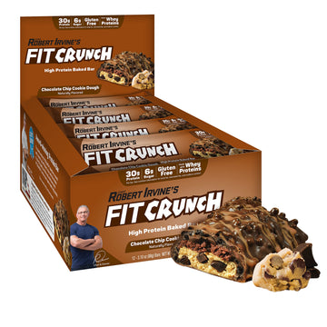 Fitcrunch Full Size Protein Bars, 6-Layer Baked Bar, 6G Of Sugar, Gluten Free & Soft Cake Core (Chocolate Chip Cookie Dough)