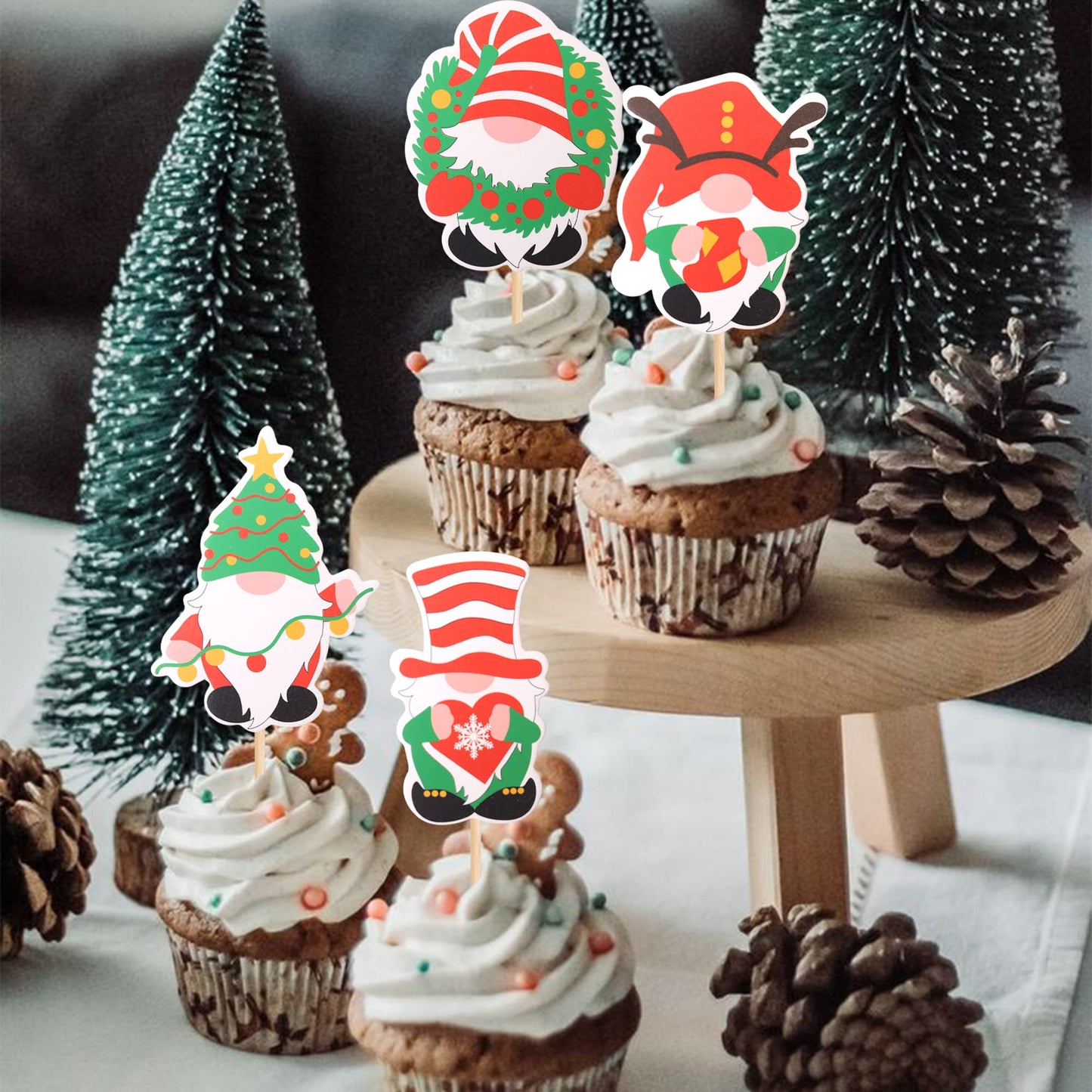 24 Pcs Valentine'S Day Elf Cupcake Toppers Gnomes Elf Sweet Love Valentines Cupcake Toppers Valentine'S Day Theme Baby Shower Ki