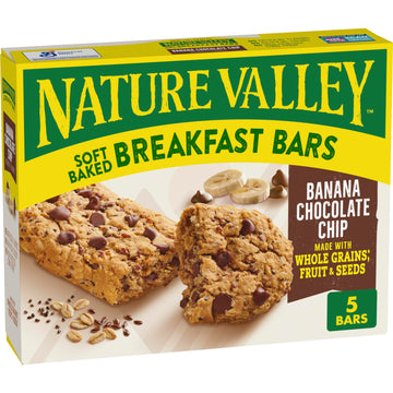 Nature Valley Soft Baked Breakfast Bars, Banana Chocolate Chip, Morning Snacks, 5 Count, 8.85 oz