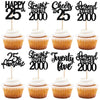 24PCS Black Happy 25th Birthday Cupcake Toppers Twenty Five Straight Outta 2000 Cupcake Picks Cheers to 25 Lengend Since 2000 Ca