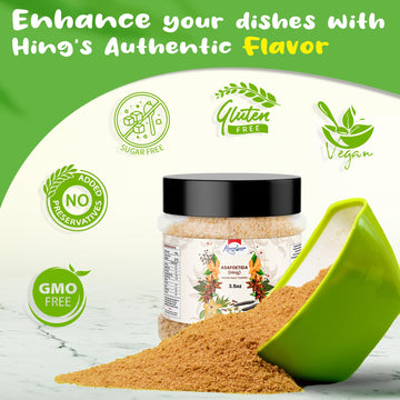 Ramaroma Asafetida (Hing) Ground Spice - Vegan, Non-GMO, 3.5oz (100g) - All Natural, Salt Free, Onion Garlic Substitute