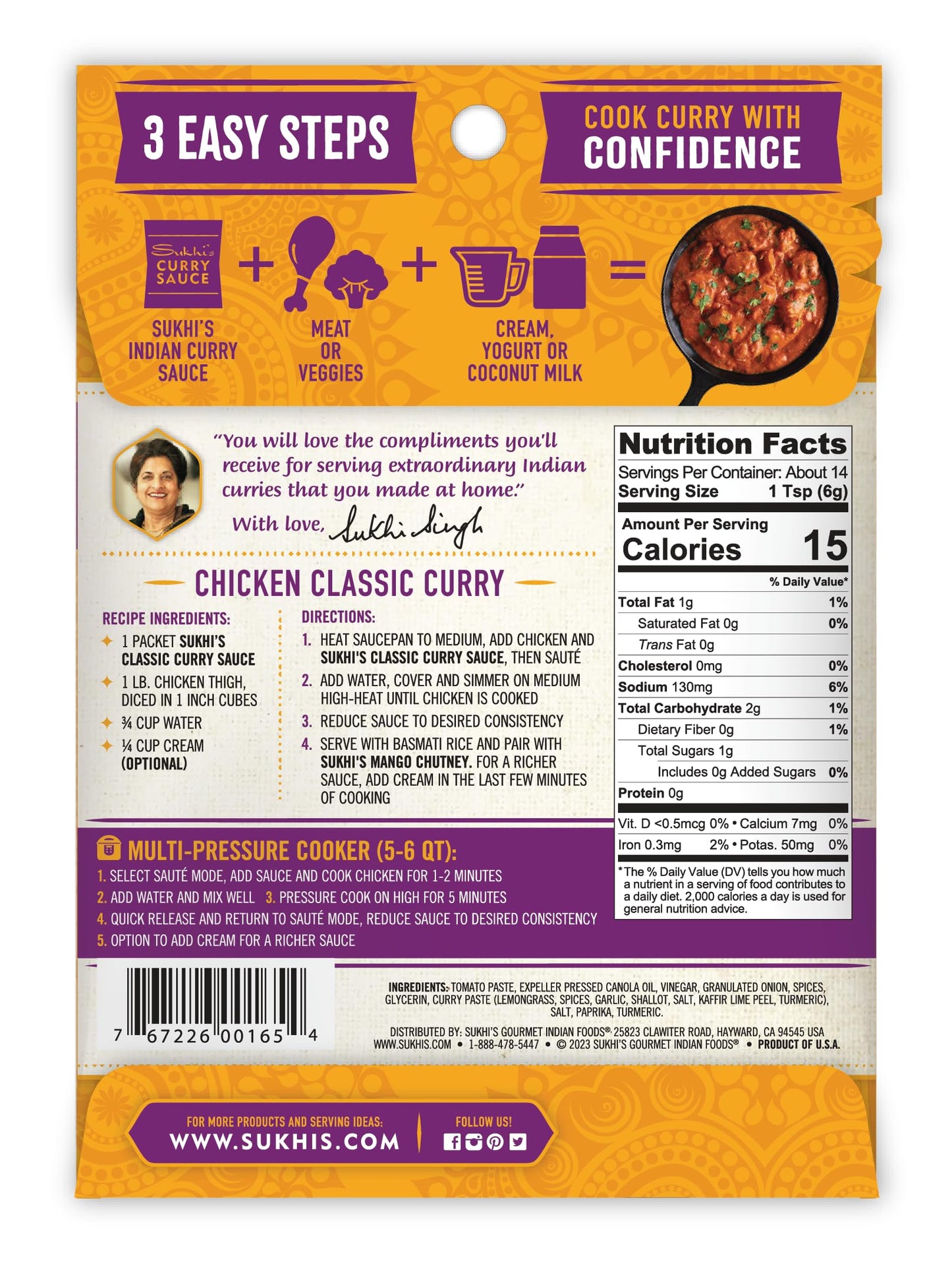 Sukhi'S Gluten-Free Indian Curry Paste - Classic Curry Sauce 3Oz (Pack Of 6), Simmer Sauce Indian Sauce