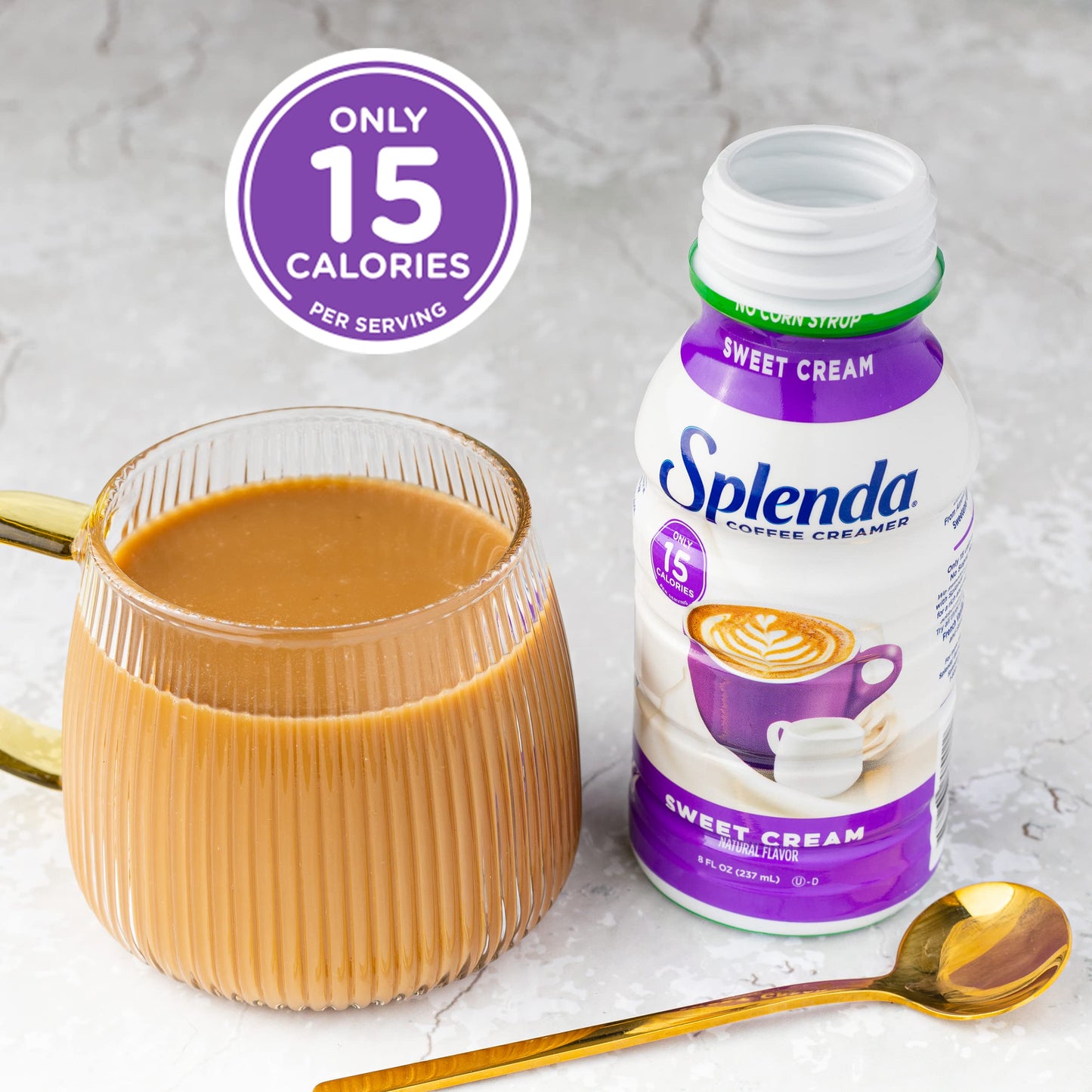 Splenda Sugar Free, Low Calorie Sweet Cream Coffee Creamer, 8 Fl Ounces Bottle (Pack of 6)