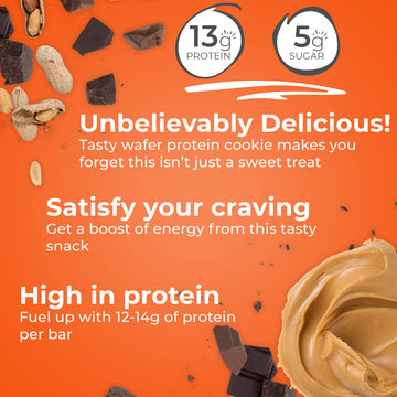 Power Crunch Protein Wafer Bars, High Protein Snacks With Delicious Taste, Peanut Butter Fudge, 1.4 Ounce (12 Count)