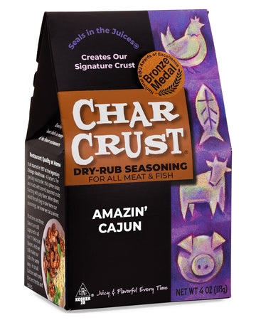 Char Crust Dry-Rub Seasoning, Amazin' Cajun, 4-Ounce (Pack of 6) - Flavorful Spice Blend for Grilling and Cooking