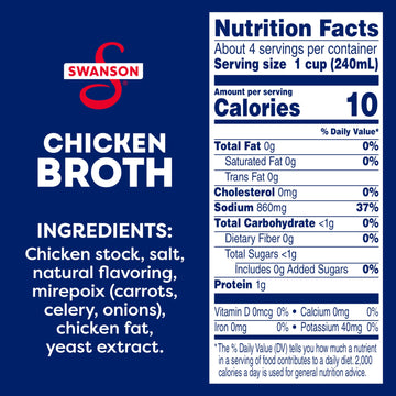 Swanson 100% Natural Chicken Broth, 32 Oz Carton