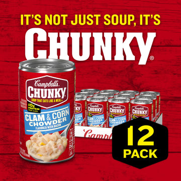 Campbell'S Chunky Soup, Clam And Corn Chowder, 18.8 Oz Can (Case Of 12)