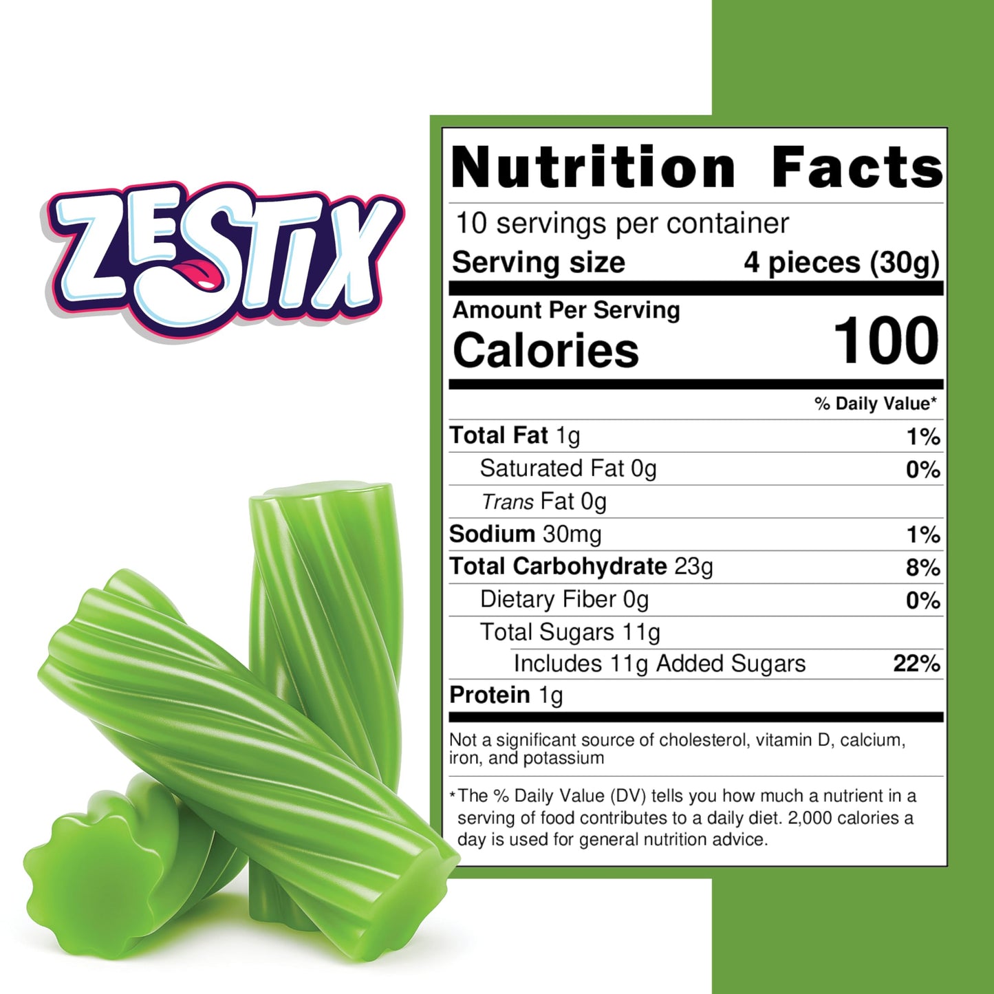 Zestix Australian Licorice Green Apple Flavor Candy, Soft & Chewy, 12 oz Bag