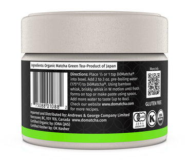 Domatcha, Organic Summer Harvest Matcha Powder, Authentic Japanese Green Tea, Latte Grade, 2.82 Oz