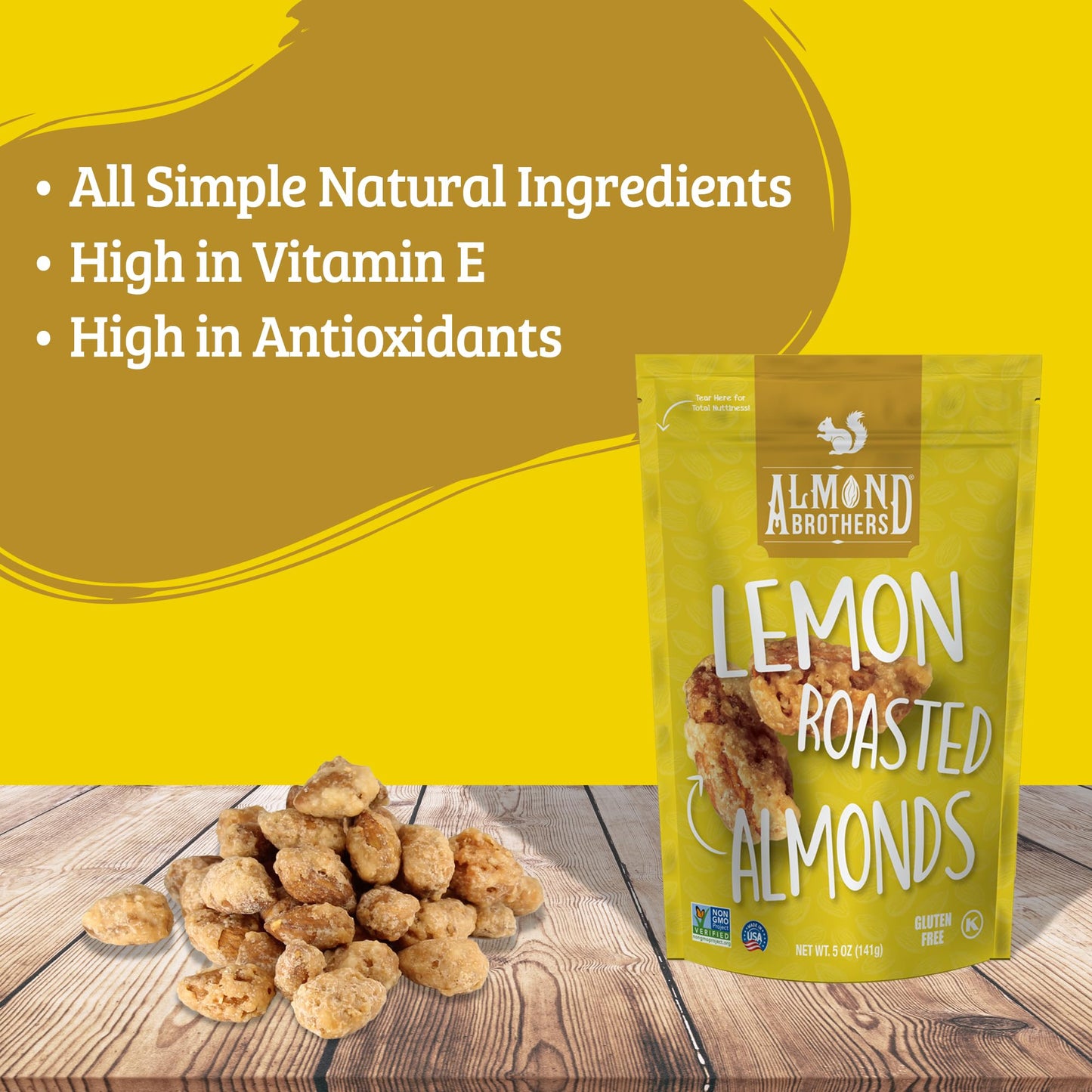 Almond Brothers Roasted Almonds - Hand Crafted Lemon Glazed Almonds, Gluten-Free, Non-Gmo, Candied Almonds, Gourmet Almonds Snac