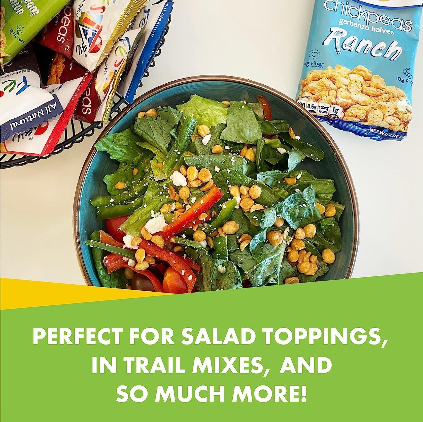 Feel Festive Roasted Chickpeas Variety Snack Pack - Crunchy Balanced Macro Nut Free Healthy Garbanzo Beans - Non-Gmo Vegan Soy-F