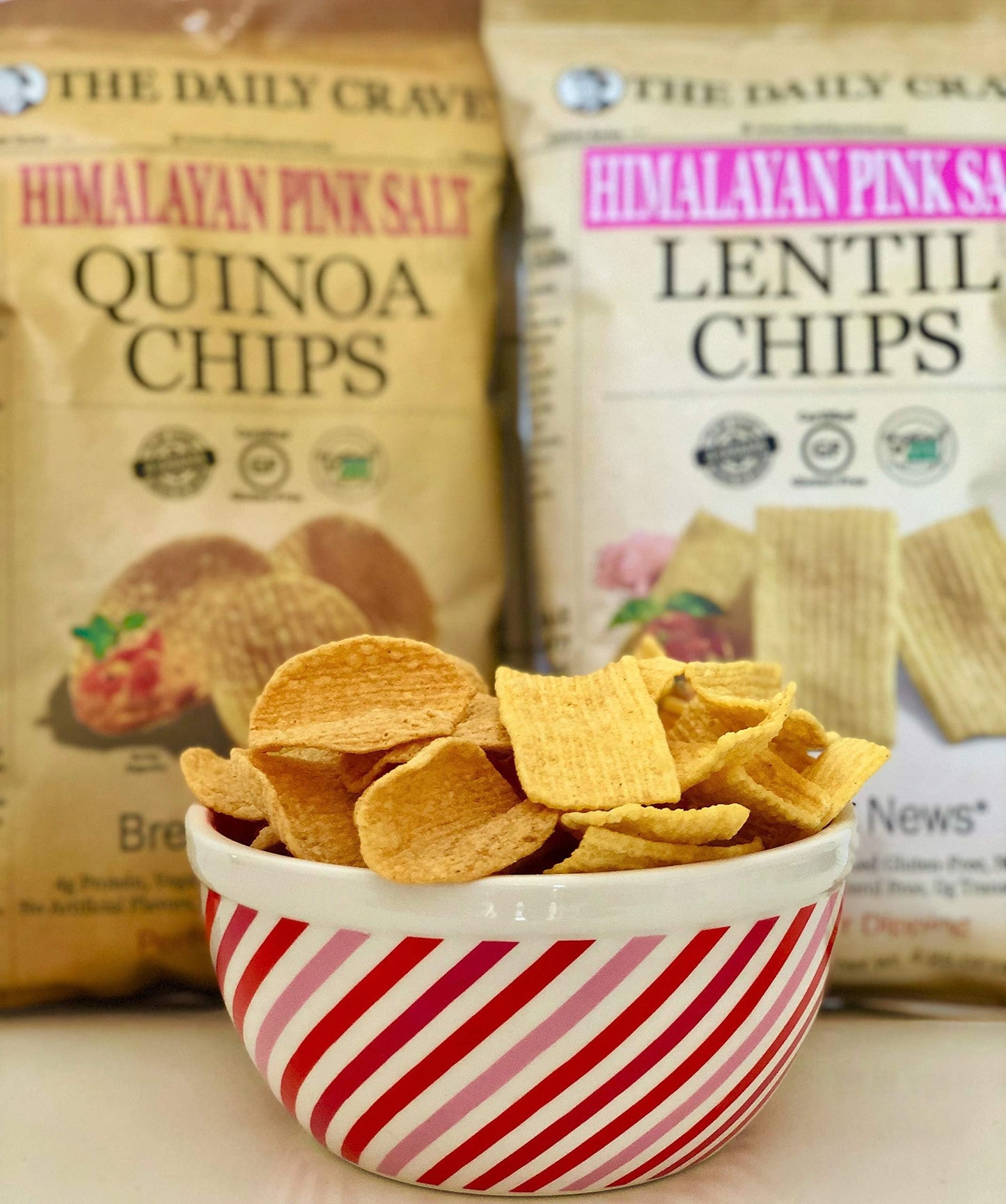 The Daily Crave Himalayan Pink Salt Quinoa Chips, 4.25 Oz (Pack Of 8) 4G Protein, 2G Fiber, Gluten-Free, Non-Gmo, Crunchy