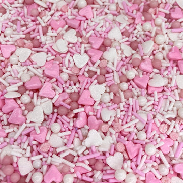 Manvscakes Edible Metallic Sprinkles Mix With Assorted Shapes And Sizes For Parties, Cookies, Ice Cream, Cake And Cupcake Decorating, 4 Oz(Rose Gold And Pink)