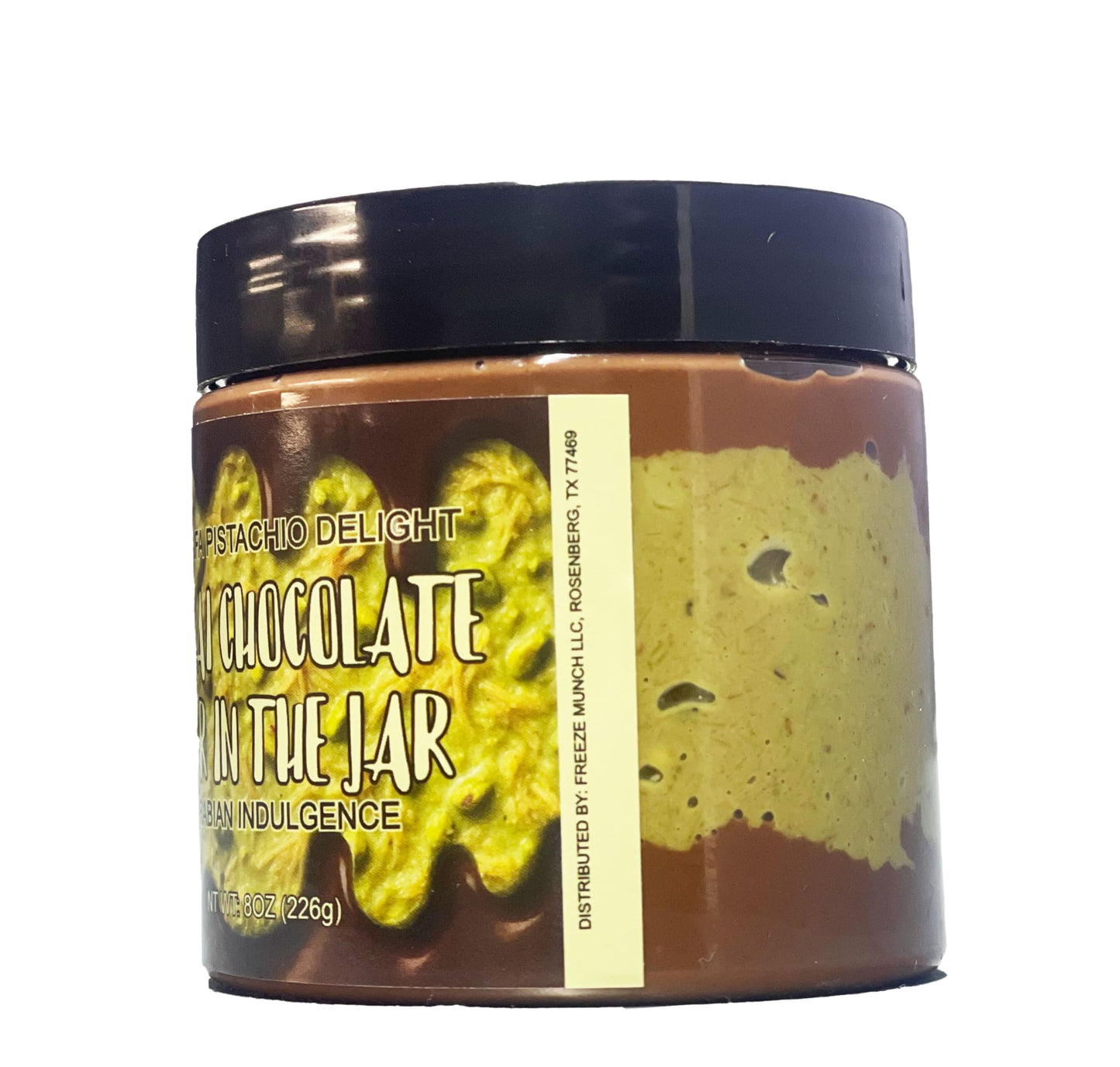 Freeze Munch Gourmet Kunafa Chocolate Jar, Pistachio Spread, 8 oz, Dark Chocolate