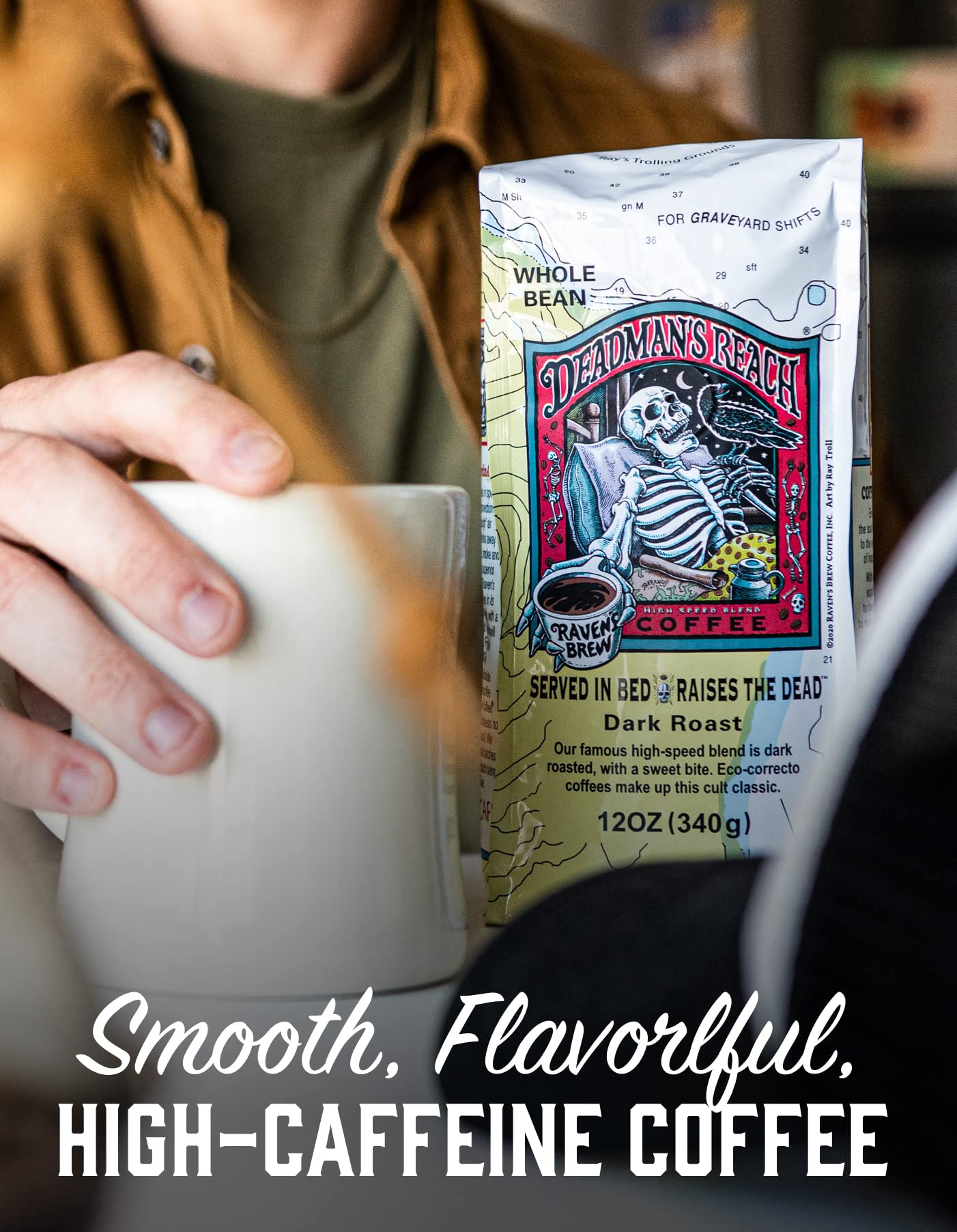 Raven'S Brew Ground Coffee 12 Oz - Dark Roast - High Speed Blend With A Sweet Bite (Deadman'S Reach)