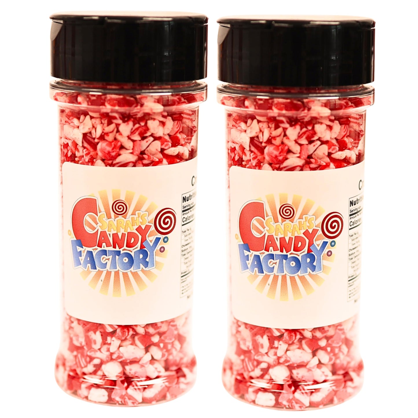 Crushed Peppermint Candy Pieces 5.1 Oz 2 Pack Red & White Mint Flavored Bits For Baking Toppings Decorating And Holiday Treats In Reuseable Jar