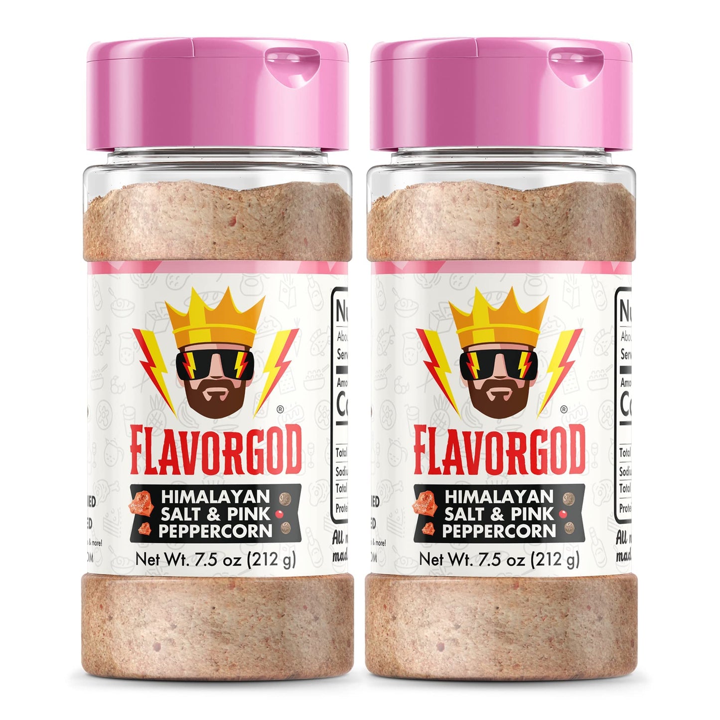 Himalayan Salt & Pink Peppercorn Finisher By Flavor God, Pack Of 2 - Enhanced All Natural & Healthy Spice & Seasoning Blend For Beef & Chicken - Zero Carbs, Great Flavor Spices And Seasoning Gift