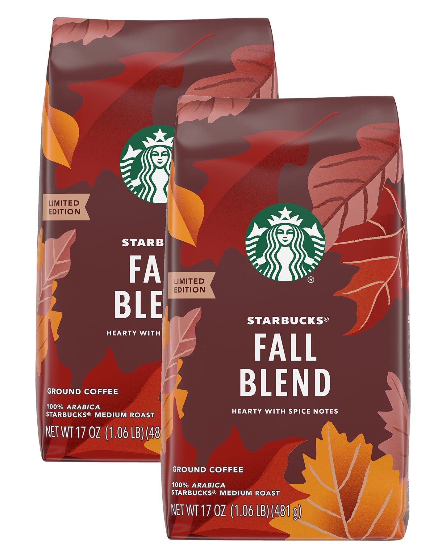 Starbucks Special Release Ground Coffee Fall Blend Medium Roast 100% Arabica Coffee Special Release Fall Coffee With Flavor Lock Packaflavor Blendg 17 Ounce Bag (Pack Of 2)
