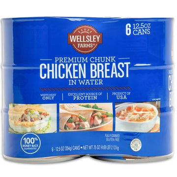 Wellsley Farms White Premium Chunk Chicken Breast In Water, 12.5 Ounce, 6 Count