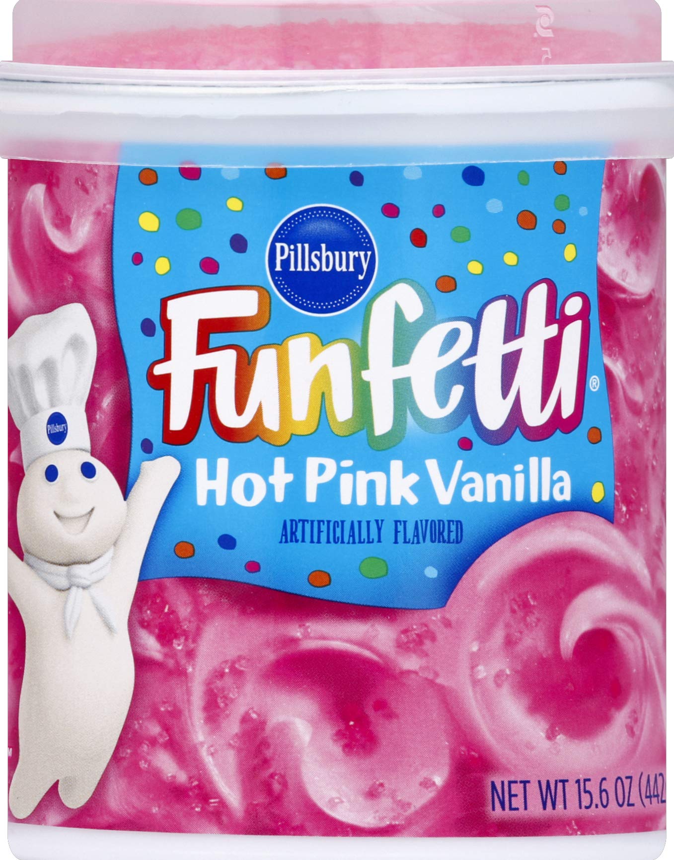 Pillsbury Funfetti Hot Pink Vanilla Frosting, 15.6-Ounce, Pack of 8