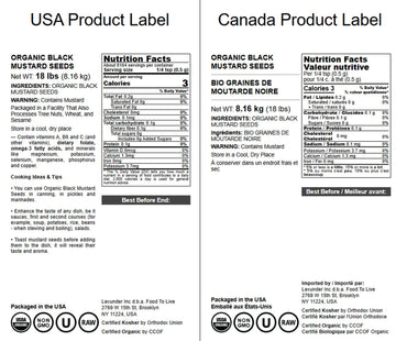 Organic Black Mustard Seeds, 18 Pounds - Non-Gmo, Whole Hot Spice, Non-Irradiated, Vegan, Kosher, Bulk. High In Protein, Fiber,