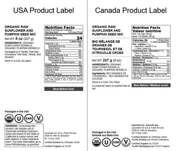 Food To Live Organic Sunflower And Pumpkin Seed Mix, 8 Ounces - Natural Snack, Rich In Protein, Perfect For Snacking, Baking And