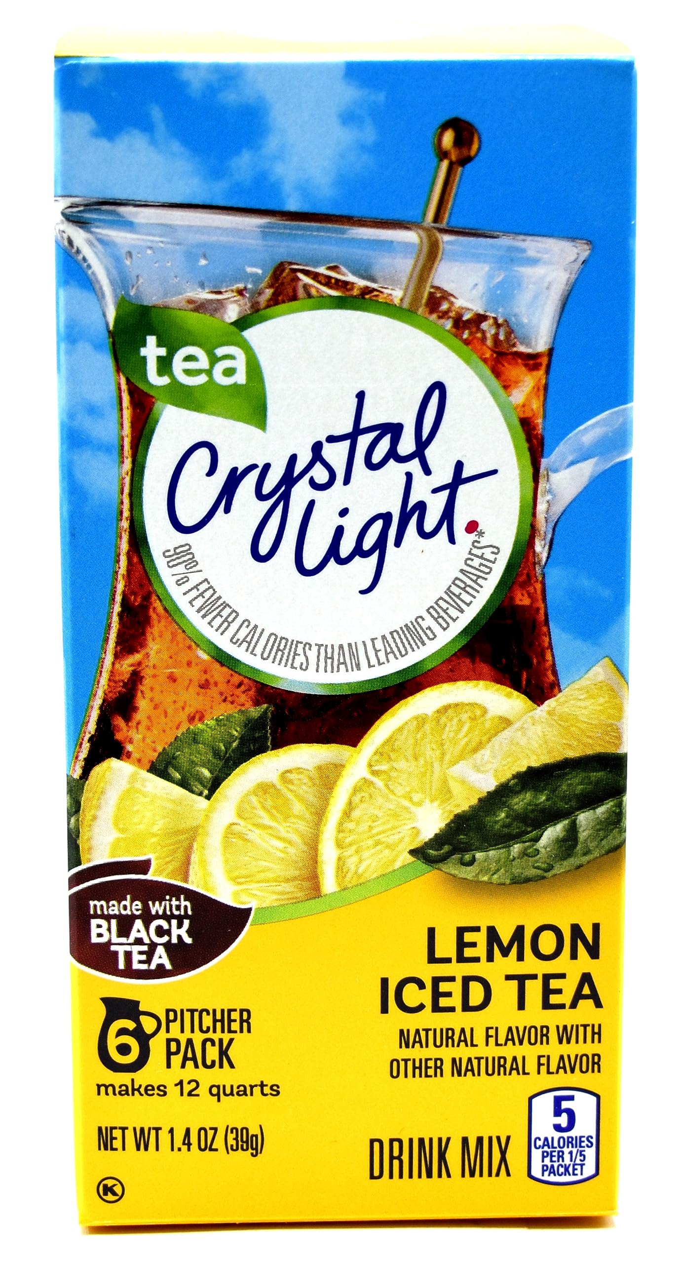 Crystal Light Iced Tea Drink Mix, Natural Lemon Flavor (12-Quart), 1.4-Ounce Packages (Pack Of 4)