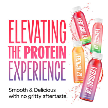 Vertical Protein Ready to Drink Variety Pack of 12 Protein Water Drinks w/ 20g of Whey Isolate Clear Nutritional Drinks