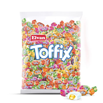 Toffix Fruit Chews, Center Filled Soft Fruit Chews Candy Individually Wrapped Snacks, Orange, Strawberry, Pineapple, Watermelon