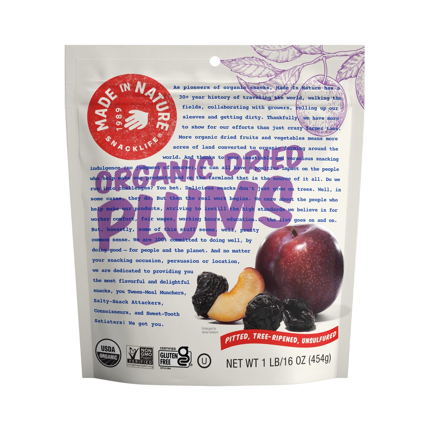 Made In Nature Organic Dried Plums, 13 Ounce (Pack Of 1) – Vegan Snack, Non-Gmo, Unsulfured, Gluten Free, Kosher