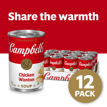 Campbell’s Condensed Chicken Wonton Soup, 10.5 Ounce Can, Pack of 12 - Delicious and Convenient Meal Option