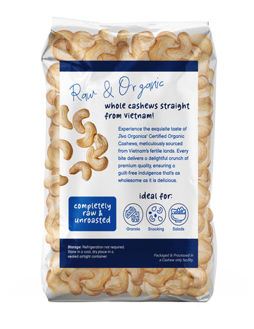 Jiva Organics Raw Organic Cashews (Whole) 4 Pound Bag