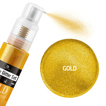 DecorRom Edible Glitter Spray, 0.75 oz Gold Luster Dust for Cake Decorating, Cocktails, and Drinks, Model A0209