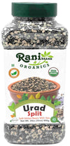 Rani Organic Urid/Urad Split Chilka (Split Matpe Beans with Skin) 32oz (2lbs) 908g PET Jar ~ All Natural | Gluten Friendly | Non