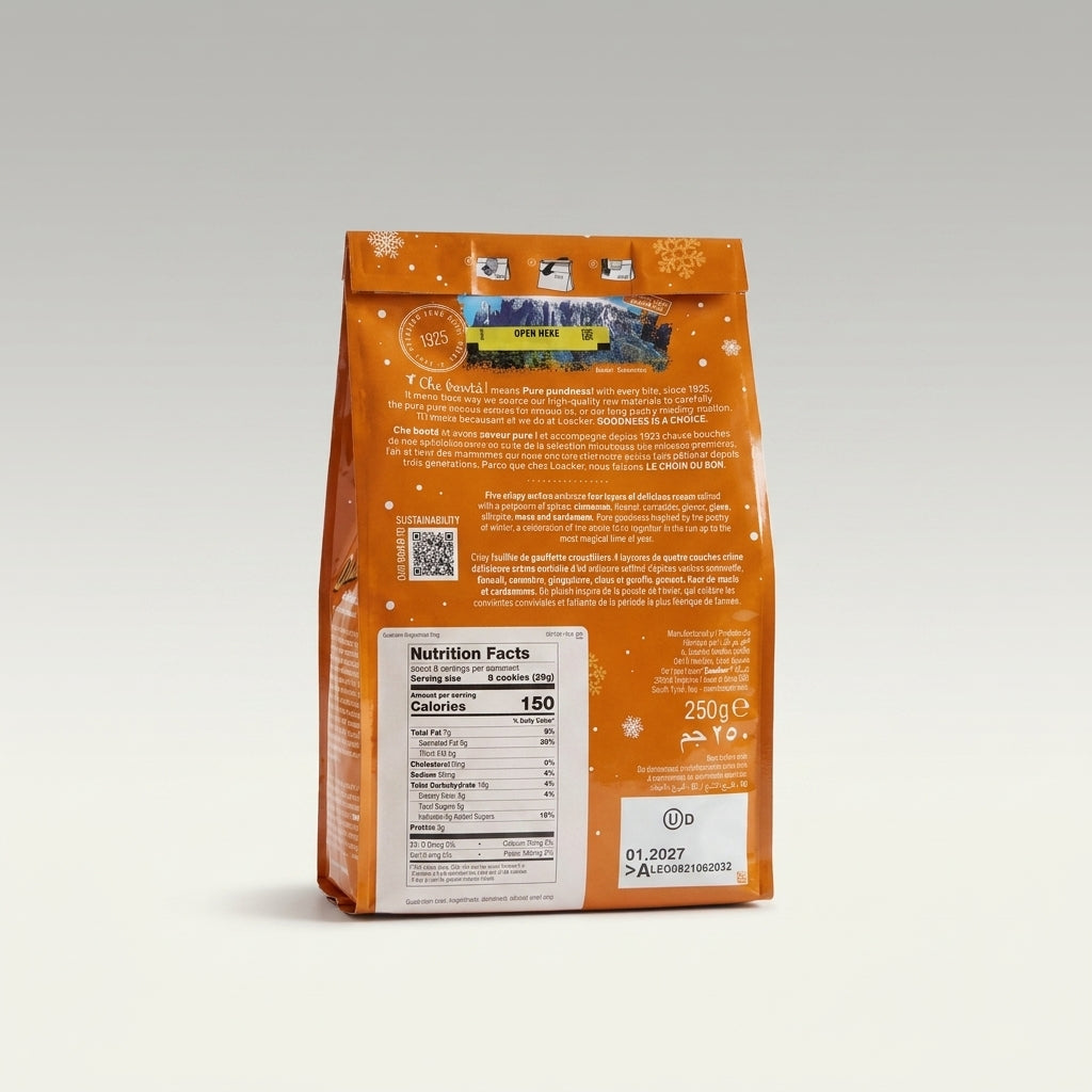 Loacker Quadratini Gingerbread 250g - Festive Wafer Cookies