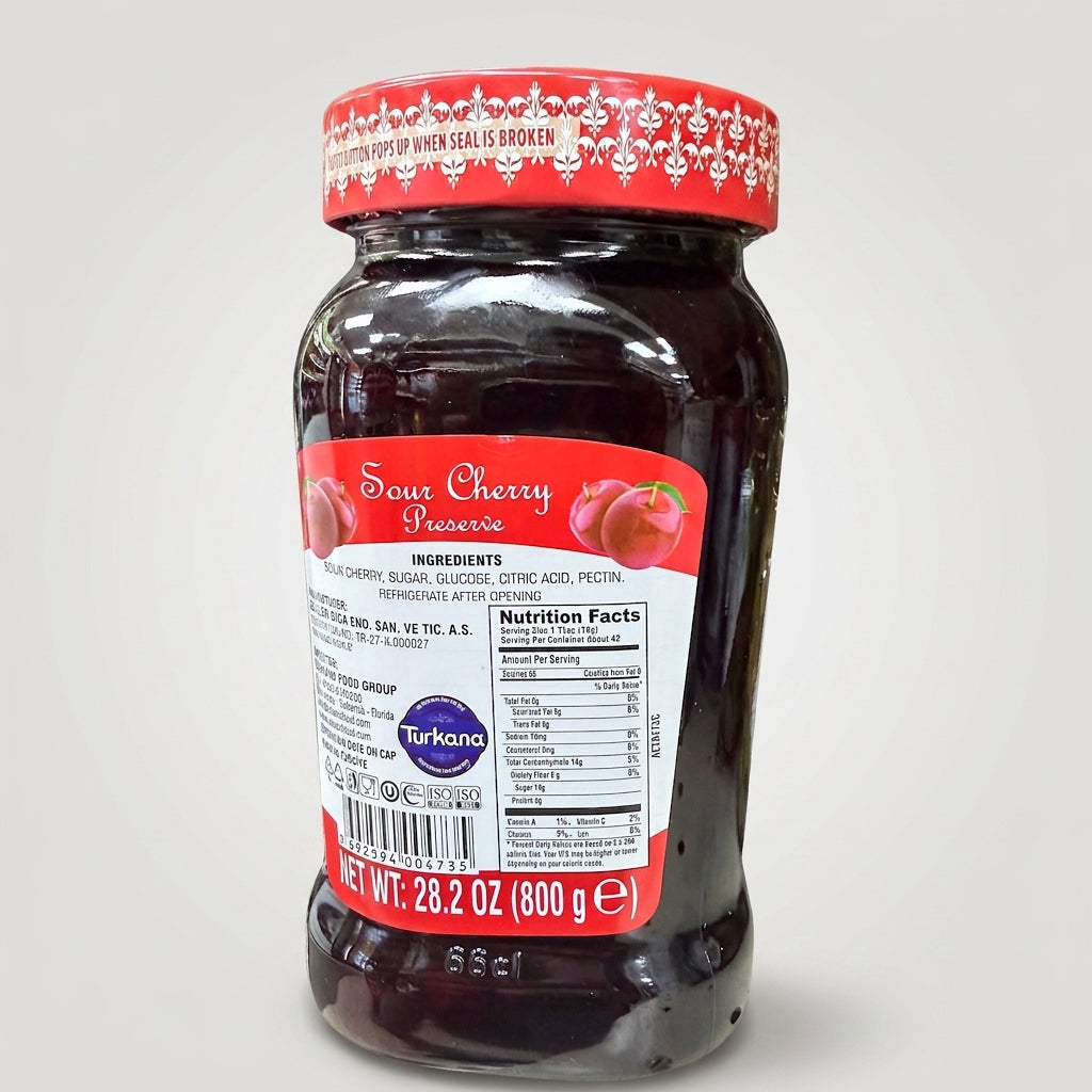 Tunas Sour Cherry Preserve 28.2 oz - Premium Turkish Fruit Spread