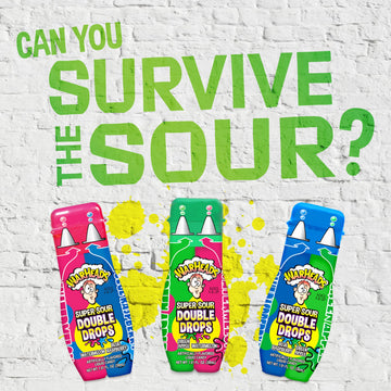 WARHEADS Super Sour Double Drops - Liquid Sour Candy - Blue Raspberry, Green Apple and Watermelon Assorted Flavors - 1.01 oz. Bo