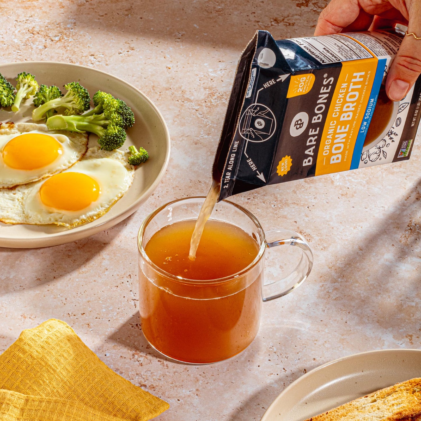 Bare Bones Low Sodium Organic Chicken Bone Broth | Pour W/ Pasture Raised Protein & Collagen For Cooking & Sipping | No Artifici