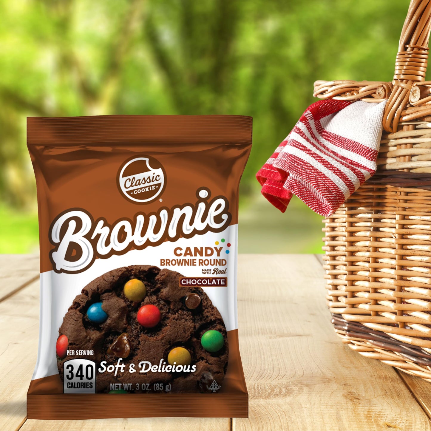 Classic Cookie, Soft Baked Brownie, Candy Brownie Round 3Oz, 8 Count Pack