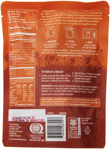 Seeds of Change Quinoa & Brown Rice with garlic, 8.5 oz (Pack of 6)
