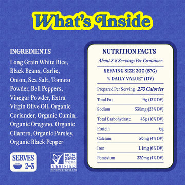 Loisa Rice & Black Beans, Premium Latin Rice & Beans, Non-Gmo, No Msg, No Artificial Flavors, No Artificial Colors, Organic Spic