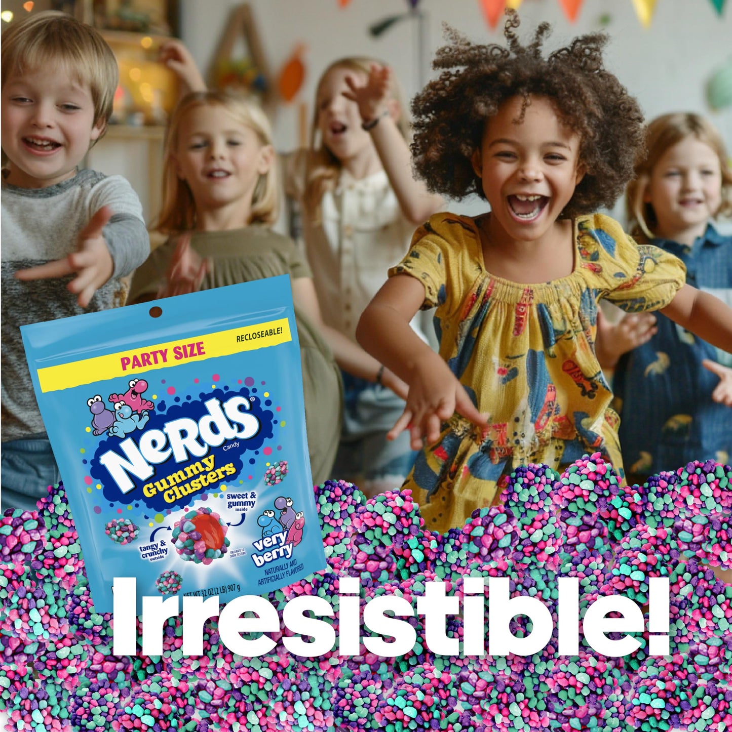 Nerds Gummy Clusters Very Berry, 32 Oz Bulk Bag - Chewy & Crunchy Candy - Sweet & Tangy Treats - Perfect For Kids & Adults, Part
